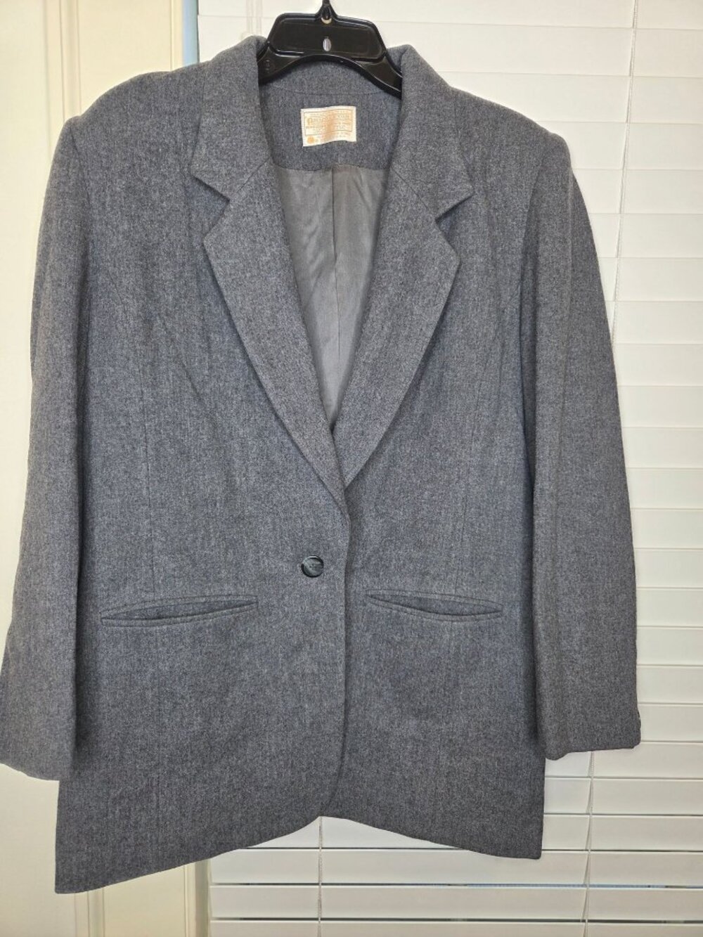 VTG Pendleton Mens Gray Wool Blazer Jacket 40-42R One-Button Made In USA